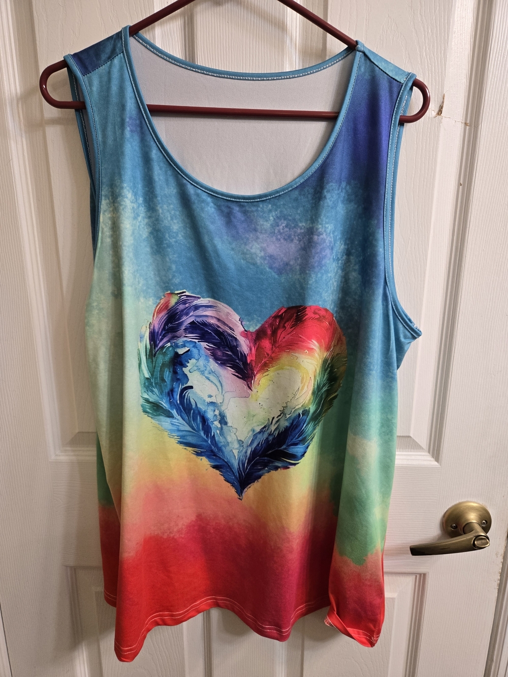 SHEIN Rainbow Feather Heart Scoop Neck Tank Top